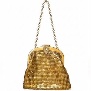 Vintage 30s-50s Era Whiting & Davis: Gold Chainmesh Evening Bag: 4x4